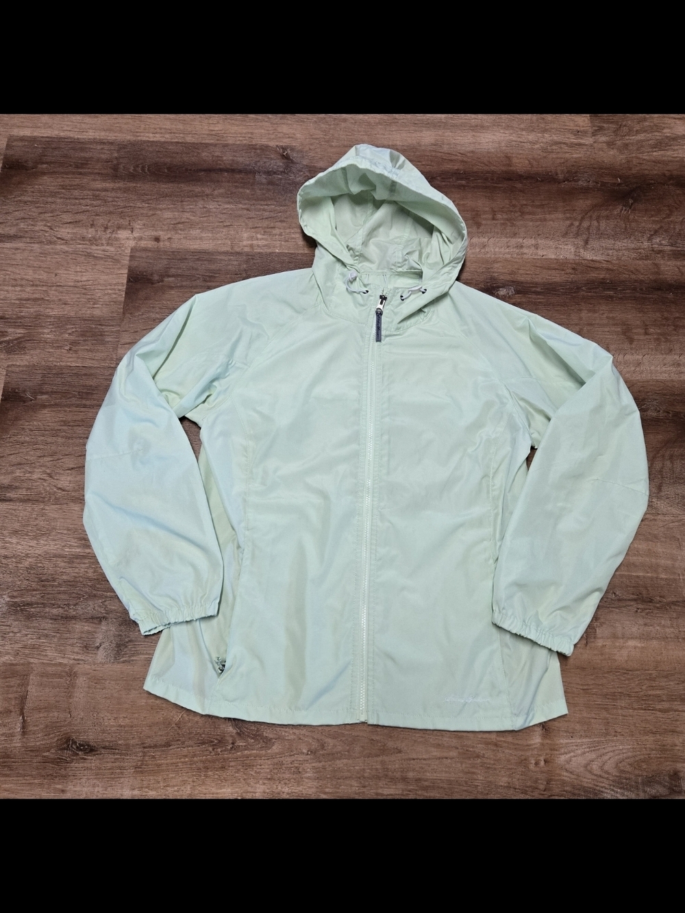 Eddie Bauer Light Mint Green Hooded Windbreaker Jacket Size Large - Picture 2 of 9